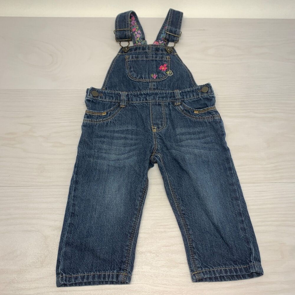 Girls Denim Overall Size 12 Month‎ Genuine Kids From OSHKOSH Floral Embroidery